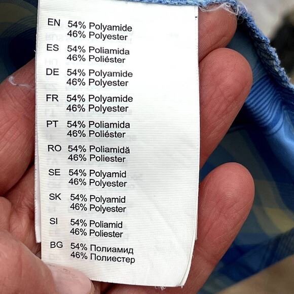 Helly Hansen Blue Plaid Snap Front Shirt 3/4 Sleeve Pockets Womens XS Pockets - Picture 7 of 10